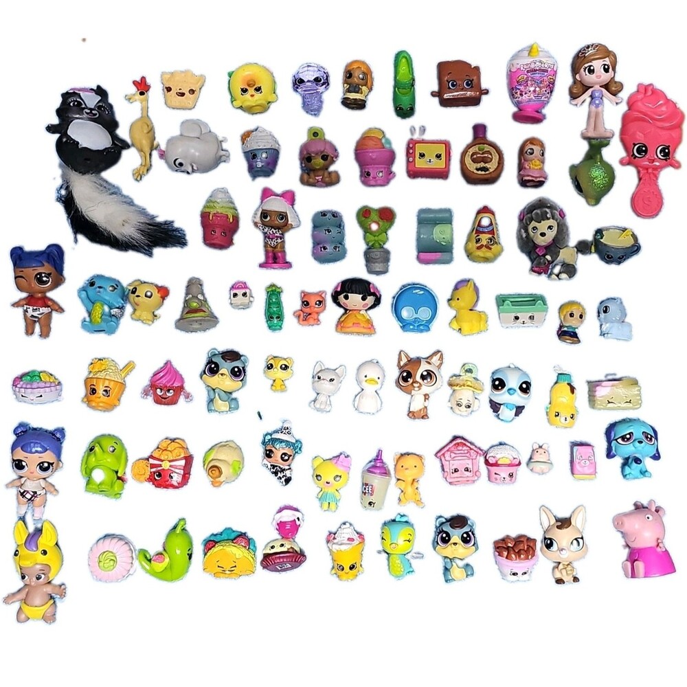 Toy Mini Figures Shopkins, My Little Pet Shop, &other Various Figures. 77 Pieces